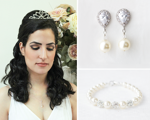 Pearl Bridal Jewelry Set, Wedding Jewelry set for Brides, Bridal Pearl Jewelry Set