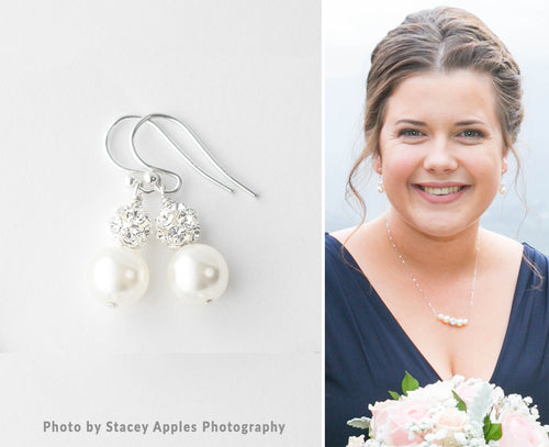 Pearl Bridesmaid Earrings Set, Bridesmaid Jewelry Set