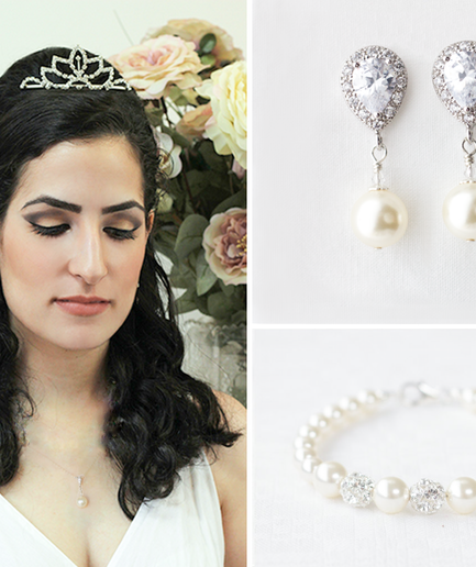 Pearl Bridal Jewelry Set, Wedding Jewelry set for Brides, Bridal Pearl Jewelry Set