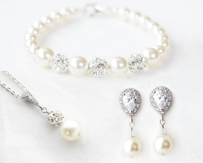 Pearl Bridal Jewelry Set, Wedding Jewelry set for Brides, Bridal Pearl Jewelry Set